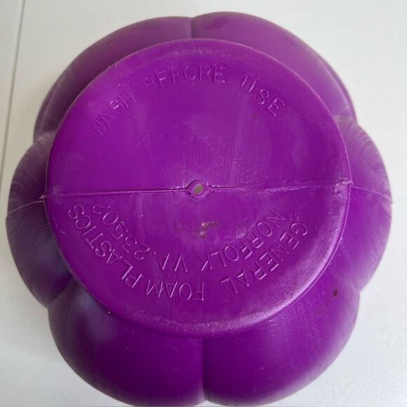 Vintage General Foam Plastics Blow Mold Purple Pumpkin Jack O Lantern Bucket - Picture 7 of 11